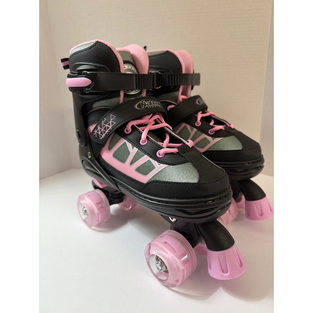 Nattork Kids Adjustable Roller Skates Girls LED Light Up Wheels Size Small 4 5 6